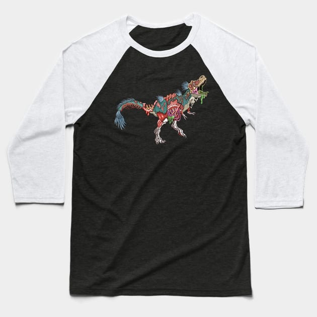 Zombie T-Rex Baseball T-Shirt by funny_fuse